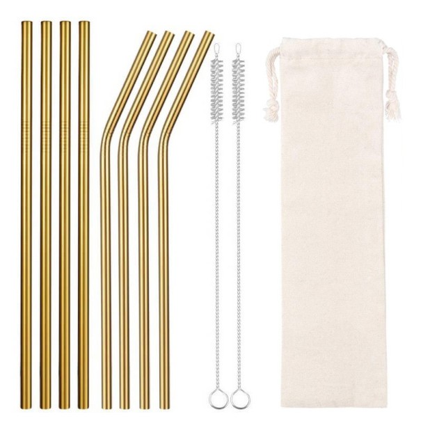 Set Edelstahl-Strohhalme mit Etui 8-tlg mehrfarbig 1