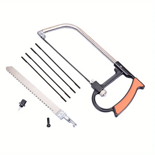 Set ferăstrău manual multifuncțional din oțel cu 6 lame Ferăstrău practic pentru casă și atelier 1x Burghiu 1x Șuruburi Instrument universal 1