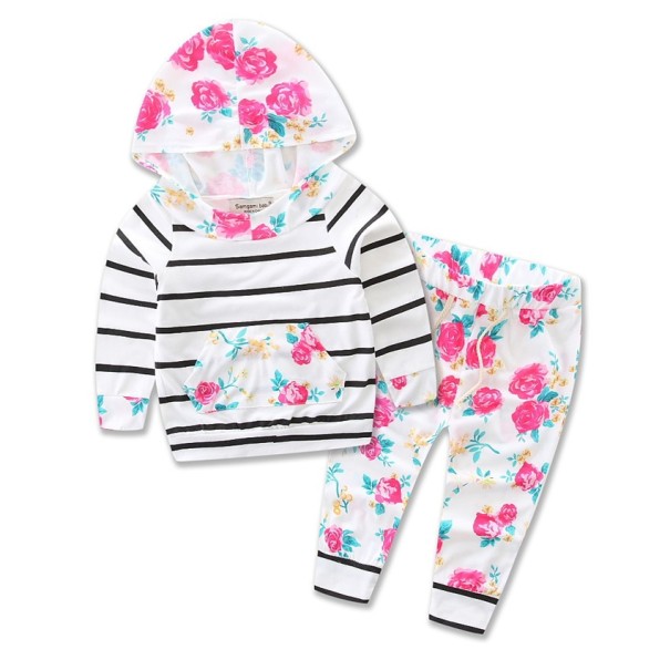 Set hanorac și pantaloni pentru fetiță J620 alb 9-12 luni