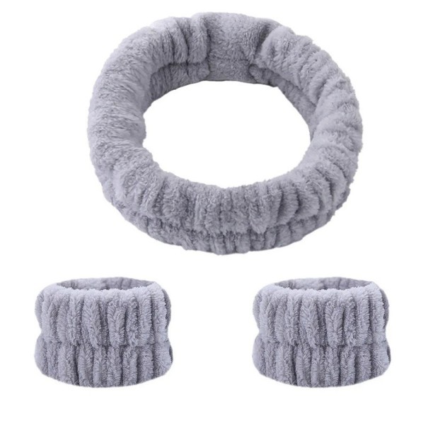 Set hoofdbanden voor dames met polsbandjes om te voorkomen dat er water langs je handen druppelt Absorberende polsbandjes met haarband Waterabsorberende polsbandjes met hoofdband om te voorkomen dat er haar in je gezicht valt grijs