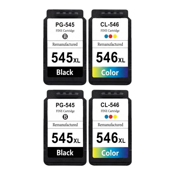 Set inktcartridges PG-545XL en CL-546XL 4 st Compatibel met Canon 18 ml Met chip 2x Zwart en 2x Driekleurig Voor Pixma MG3050 MX495 1