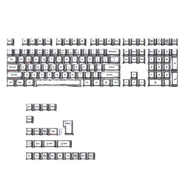 Set keycaps stripfiguur stijl verlicht 136 toetsen PBT zij- en bovenbedrukking voor mechanisch toetsenbord uiterlijk aanpassen wit