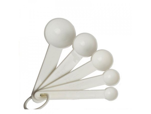 Set kunststof maatbekers 5 stuks wit