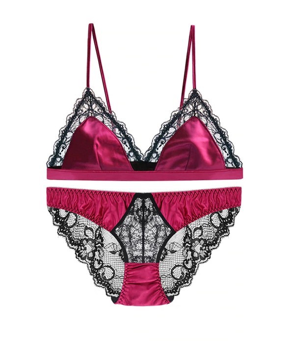 Set lenjerie din dantela burgundy XS