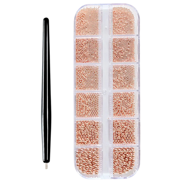 Set magnetického pera a ocelových kuliček Ozdoby na nehty Pero 11,2 x 0,7 cm Dekorační nástroj na nehty Nail Art Pomůcka pro profesionální Rose gold