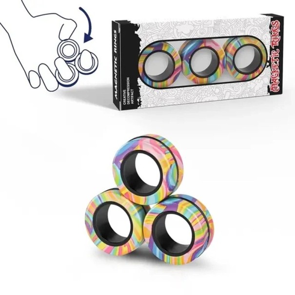 Set magnetischer Fidget-Ringe 3 Stück Antistresshilfe zur Stressbewältigung und zur Unterstützung der Konzentration aus ABS-Kunststoff mehrfarbig