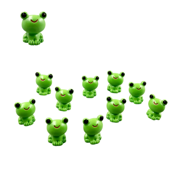 Set med 10 st mini figurer groda Pryskålsdekorationer för hemmet hylla vitrinskåp bord eller kreativ arrangemang 1