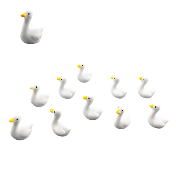 Set med 10 st Mini figuriner vit gås 1,8 × 1,6 cm Plastdekor för krukväxt akvarium eller mini trädgård 2