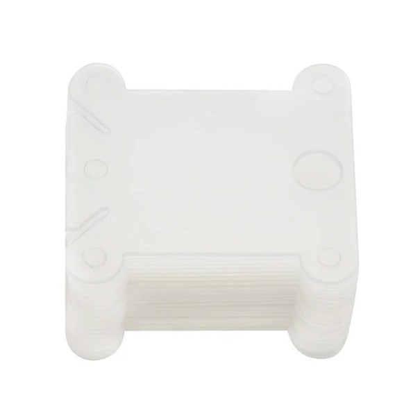 Set med 100 plasthållare för broderitråd 3,8 x 3,6 cm. Förvaring för sömnad och korsstygnstrådar. Spolar för att spola och rengöra garn och bomull. transparent