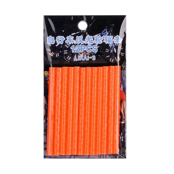 Set med 12 reflekterande självhäftande cykelslangar 70x5 mm Säkerhetselement för cykelekrar Mountainbike Mörkercykling Synlighet orange