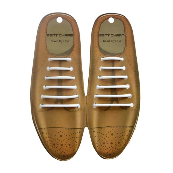 Set med 12 silikonelastiska skosnören utan knytband Gummi Elastiska skosnören Bekväma skosnören Sneakers Barnskor Sportskor vit