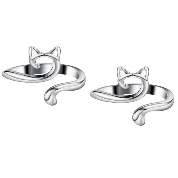 Set med 2 justerbara virkgarnringar kattformad fingerhållare virk- och syverktyg tråddelare silver