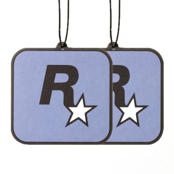Set med 2 Rockstar hängande billuftfräschare interiördoft aromatiska tabletter eterisk olja dekoration blå