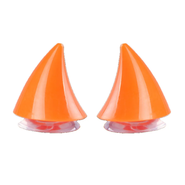 Set med 2 silikonhjälmhorn söta dekorationer med sugkopp avtagbara terränghjälmtillbehör unisex dekoration utan skador orange