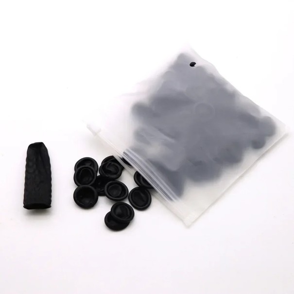 Set med 30 engångslatexfingeröverdrag för ömtåliga arbeten och klockreparationer, vit eller svart, storlek 2x2x0,2 cm, diskret förpackning svart