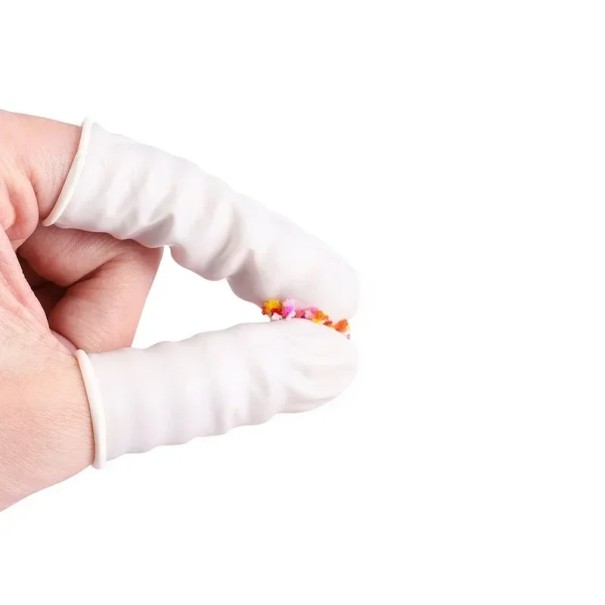 Set med 30 engångslatexfingeröverdrag för ömtåliga arbeten och klockreparationer, vit eller svart, storlek 2x2x0,2 cm, diskret förpackning