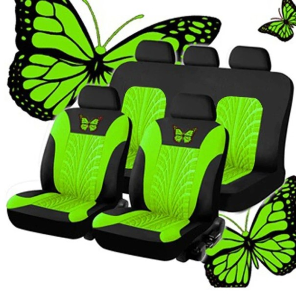 Set med 5 bilstolsöverdrag Butterfly-däcksdesign Skyddande bilstolsöverdrag Polyester Snyggt mönster Lättskött Universal passform grön