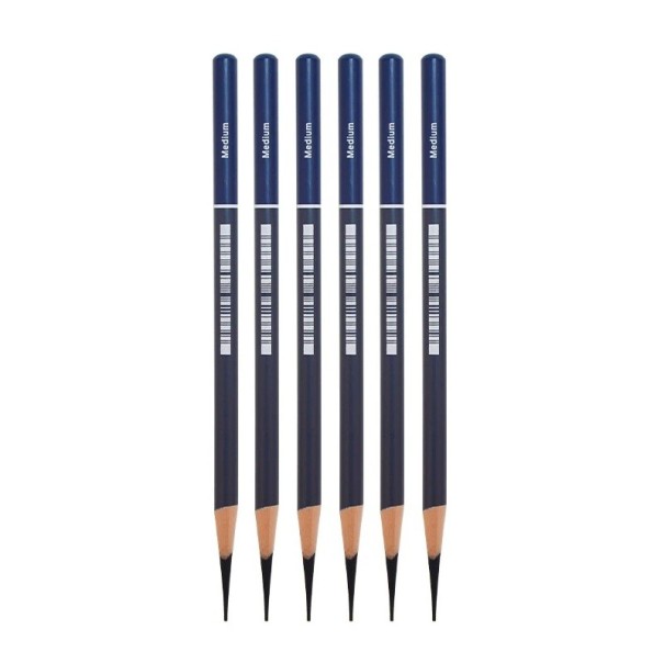 Set med 6 Faber Castell Goldfaber grafitpennor i träkol, medelhårda, skiss, skuggning och konstnärlig teckning för studenter och konstnärer 1