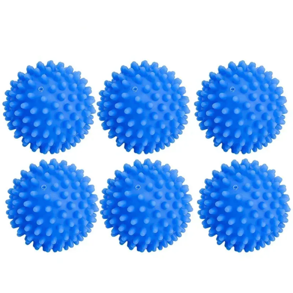 Set med 6 torkbollar 6 cm Återanvändbara bollar med spikar för mjukgöring av tvätt Energibesparande Ekologiskt alternativ till sköljmedel blå
