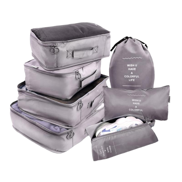 Set med 7 resväska arrangörer grå