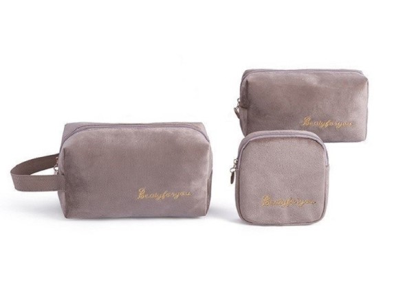 Set med kosmetikaväskor för kvinnor 3 st T591 beige