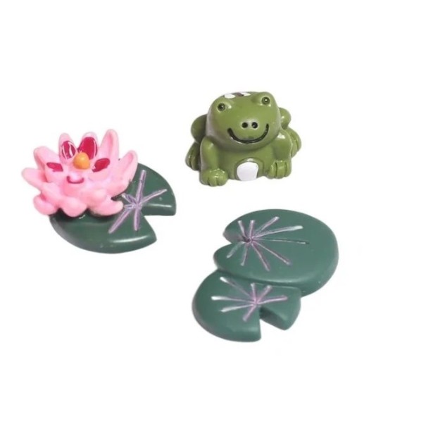 Set mini rane e ninfee Elementi decorativi per diorami paesaggio modellistico stagno ruscello scenografie acquatiche decorazioni 1