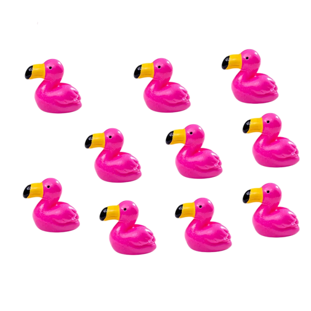 Set mit 10 Mini-Figuren rosa Flamingo 2,0 × 1,7 cm Harz-Dekoration für Blumentöpfe, Aquarien oder Mini-Gärten 1