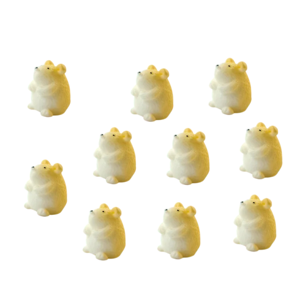 Set mit 10 Stück Mini-Figurine weißes Hamster 1,4 × 1,2 cm Harzdekoration für Blumentöpfe, Aquarien oder Mini-Gärten 1