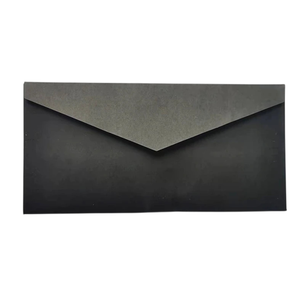 Set mit 10 Stück Papierumschlägen 22 × 11 cm Umschläge für Briefe, Dokumente und Glückwünsche mit Klappe in 3 Varianten schwarz