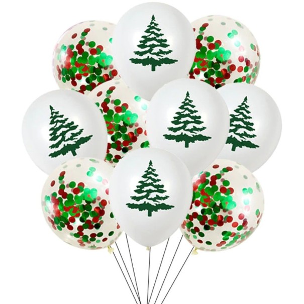 Set mit 10 Weihnachtsballons weiß