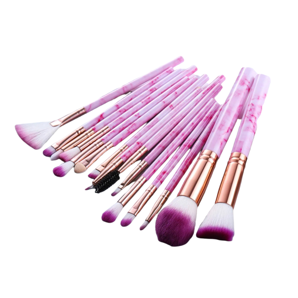 Set mit 15 Make-up-Pinseln dunkelrosa