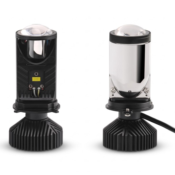 Set mit 2 Stück LED-Autolampen H4 9003 HB2 Hi Lo 20 000 lm 6000 K Projektorlinse und rippenförmigem Kühler Weißes Licht Für Scheinwerfer 1