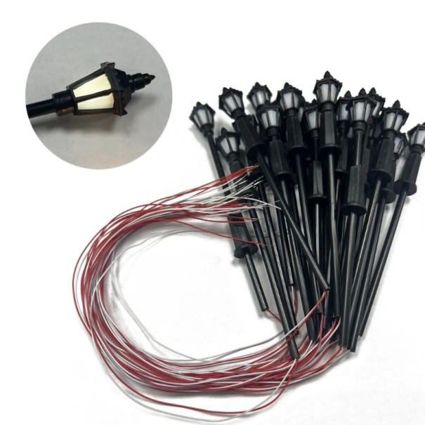 Set mit 20 Stück Modell-LED-Lampen 11 cm Maßstab 1:75 Betriebsspannung 3V Warmes oder weißes Licht Beleuchtung für Dioramen 2