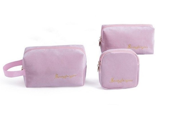 Set mit 3 Kosmetiktaschen für Damen T591 rosa