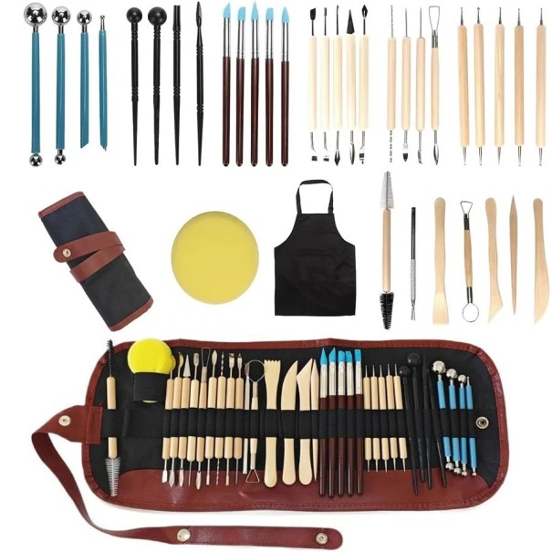 Set mit 37 Stück Bildhauer- und Modellierwerkzeugen für Keramik, Ton, Wachs, Kunsthandwerk, Modellierung, Formgebung, Detailarbeit 1