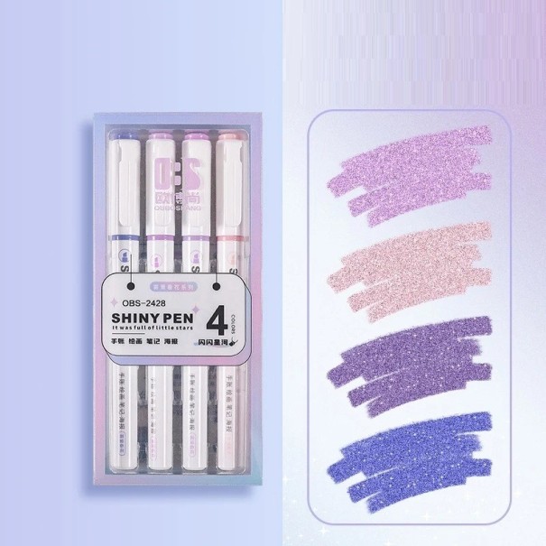 Set mit 4 Glitzer-Markern für kreative Schreib- und Zeichenprojekte Einzigartiges Design für künstlerische Projekte lila