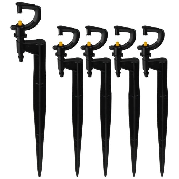 Set mit 5 Stück 360° Gartenbewässerungsdüsen mit Sprühkopf und Erdspieß sowie einstellbarem Durchfluss für die Bewässerung