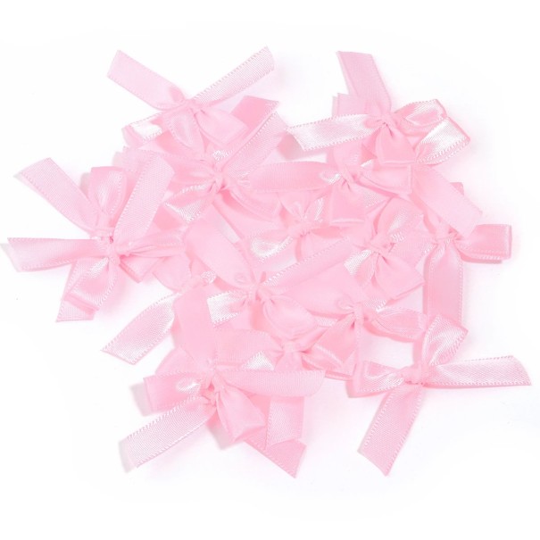 Set mit 50 Satin-Haarschleifen 4 x 3,5 cm Bunte kleine Schleifen Elegantes Haar-Accessoire Weicher Glanz Handgefertigt Kreative Kreation hellrosa