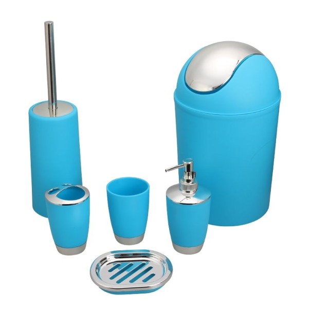 Set mit 6 Badezimmeraccessoires blau