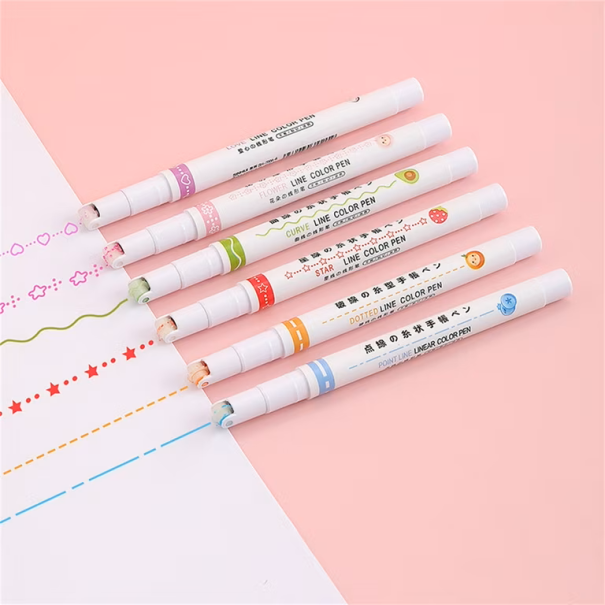 Set mit 6 dekorativen Stiften 13 cm mit Rollenspitze zum Erstellen von Wellen, Punkten, Herzen, Blumen und gestrichelten Linien 1