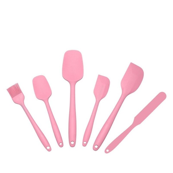 Set mit 6 Silikonspateln rosa