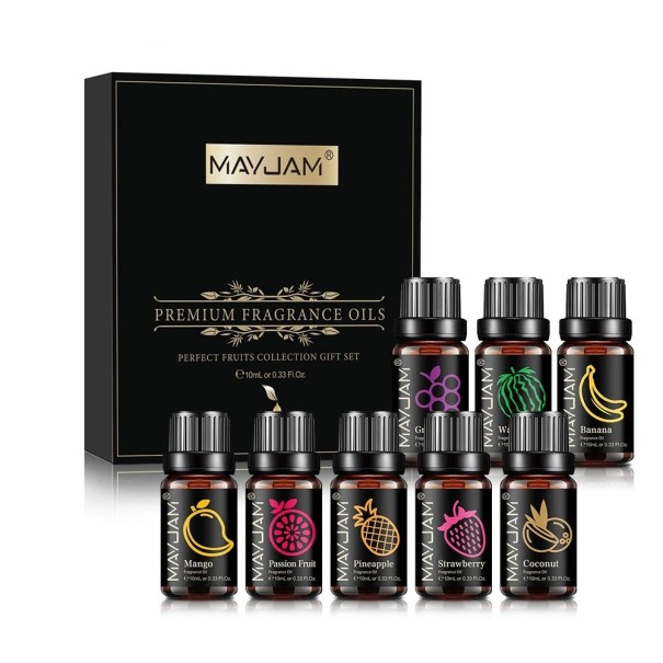 Set mit Duftölen 8 Stück 10 ml Geschenkkarton Düfte Melone Mango Banane Kokostraube Erdbeere Ananas Maracuja für Diffusor 1