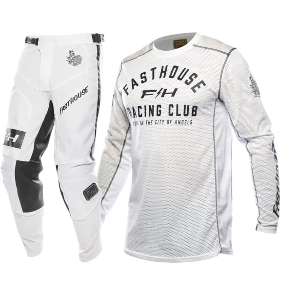 Set Motocross Maglia e Pantaloni Unisex Con Maniche Lunghe e Pannelli In Rete In Poliestere e Nylon Verde Scuro con Elementi Gialli Per Moto XXS
