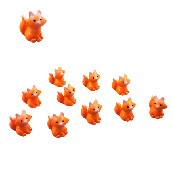 Set of 10 Mini Fox Figurines Resin Decorations for Home Shelf Display Table or Creative Arrangements 1