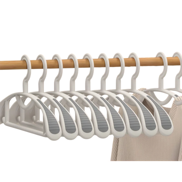 Set of 10 Non-Slip Wide Clothes Hangers 40 x 19.5 cm Width 3 cm Strong Plastic Hangers for Wardrobe Home white