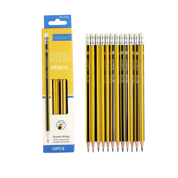 Set of 12 Wooden Pre-Sharpened HB Graphite Pencils with Erasers for Students, Adults, Schools and Offices Everyday Writing Supplies 1