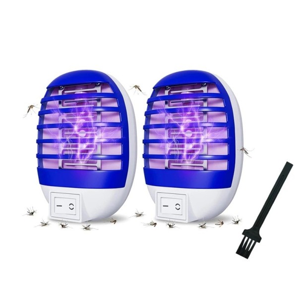 Set of 2 Electric Mosquito Traps for Plug Socket 100 × 70 × 65 mm LED Light ABS Plastic Blue White UV Lamp Against Mosquitoes for Indoor Use 1