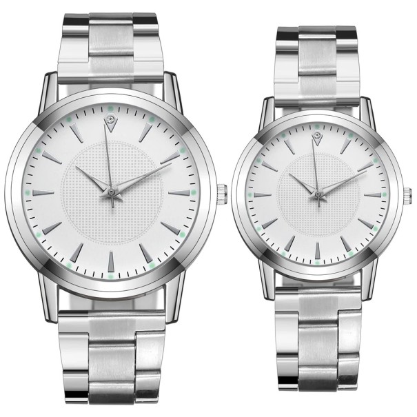 Set of 2 Men's and Women's Watches Silver Colour Alloy Elegant Design Classic Dials Stylish Accessory Gift for Couples white