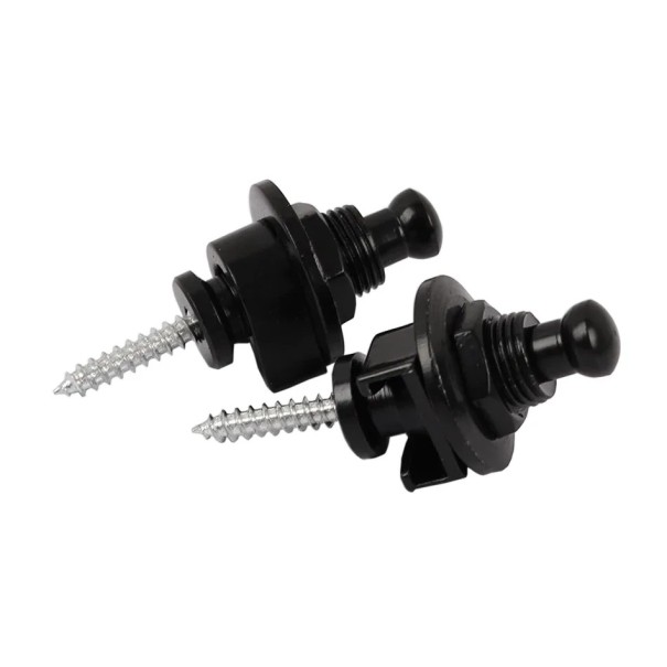 Set of 2 Metal Guitar Strap Locks Secure Strap Attachment Universal Metal Buckle for Electric and Acoustic Guitars black