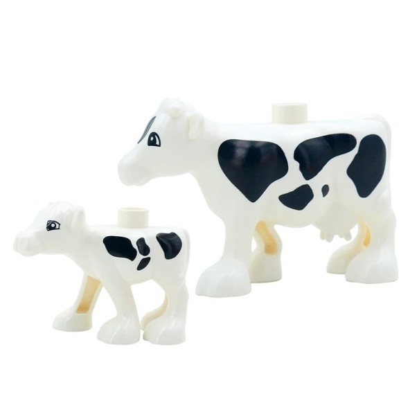 Set of 2 Plastic Construction Cows for Children Animal Figures Educational Building Toy 1